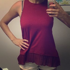 Red halter top with mesh flowy bottom!